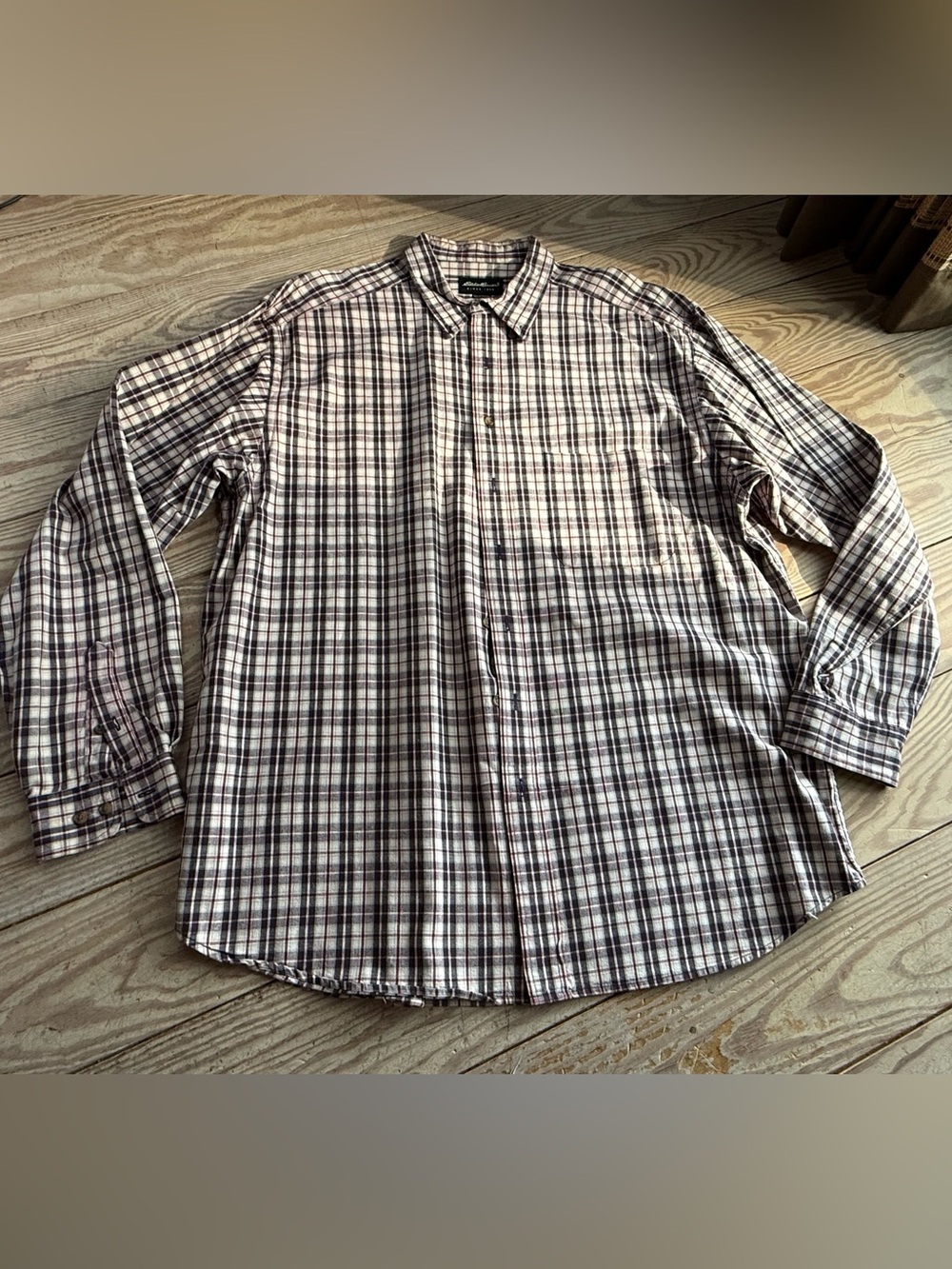 Eddie Bauer Tall/Ultra Long XL Plaid Button-Down Shirt